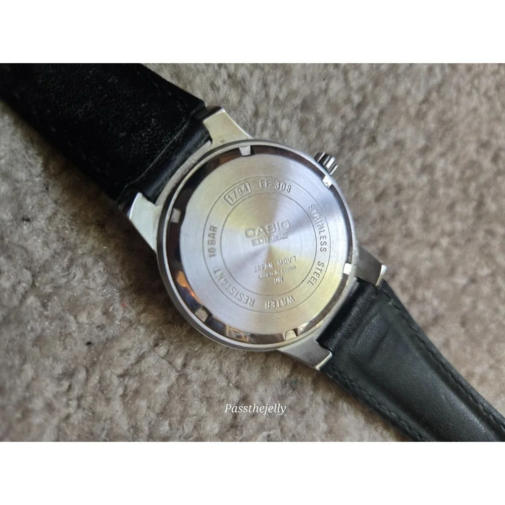 Casio Watch Mens Day Date 24 Hour Subdial Black Dial Quartz Modern Prep vtg